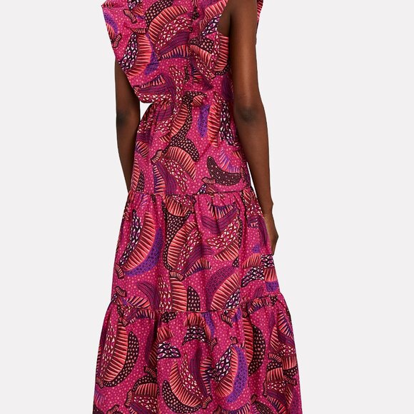 Farm Rio wild bananas, ruffled midi dress - Picture 3 of 7